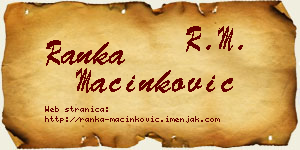 Ranka Mačinković vizit kartica